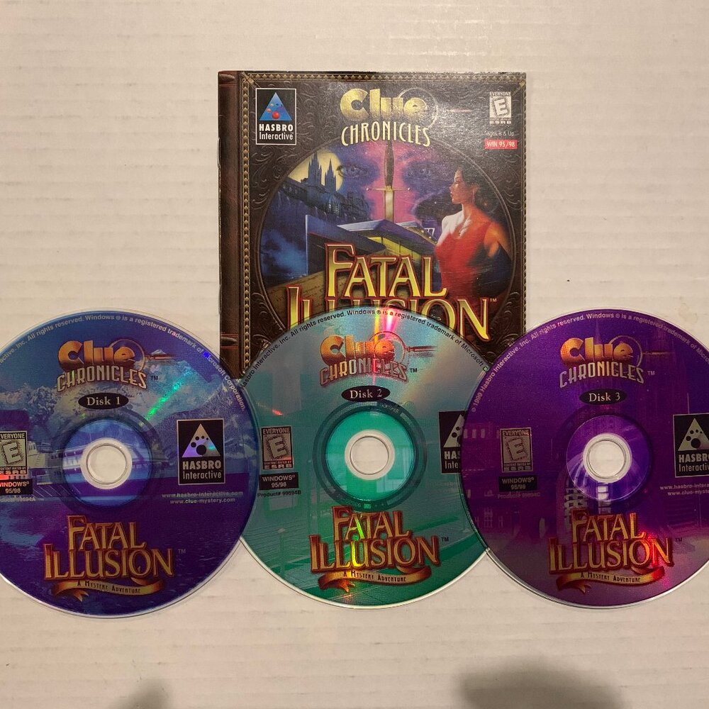 Clue Chronicles: Fatal Illusion - PC CD ROM Vintage Game 1999 Hasbro